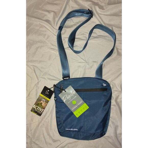 NWT Travelon Anti-Theft Active Small Crossbody Teal 5-Point Anti-Theft Vacation - Picture 2 of 9